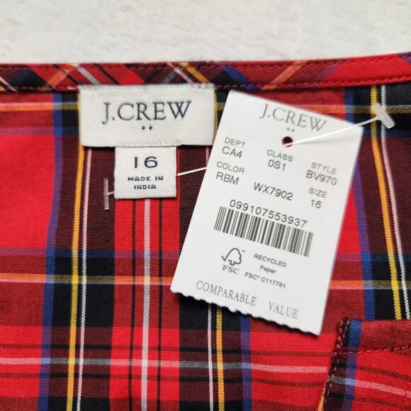 New J Crew Factory Stewart tartan plaid puff-sleeve midi Christmas dress - Picture 7 of 12